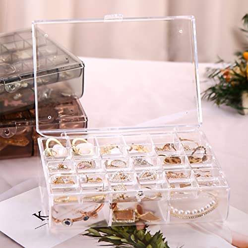 Clear Acrylic Earring And Ring Jewelry Organizer Box With 2 Drawers And 30 Grid, Small Dustproof Jewelry Box For Women Girls, Earring Display Holder (Clear) #TOP2
