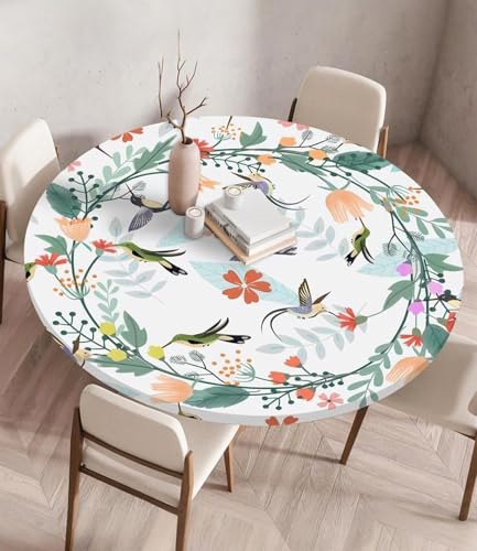 Highdi Nappe Ronde 60 cm avec Bord Élastique, Impermeable Nappe Anti Tache Lavable Exterieur Nappe de Table pour Cuisine Jardin (pour Le Tableau 50-55 cm)