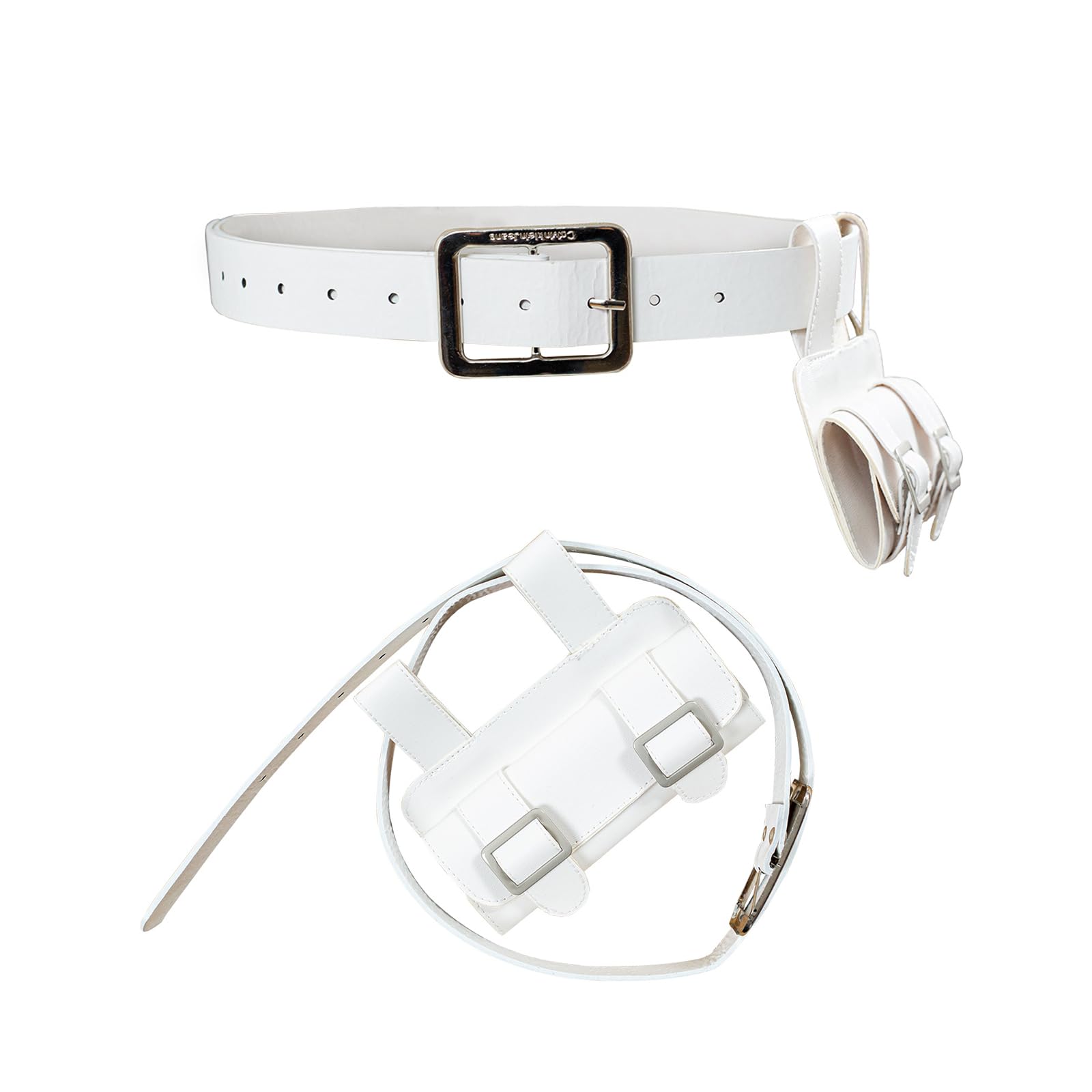 Walwoak White Leather Belt Unisex Warrior Cosplay Sword Holder Belt Anime Costume Accessories Length 100cm (White, 100cm)