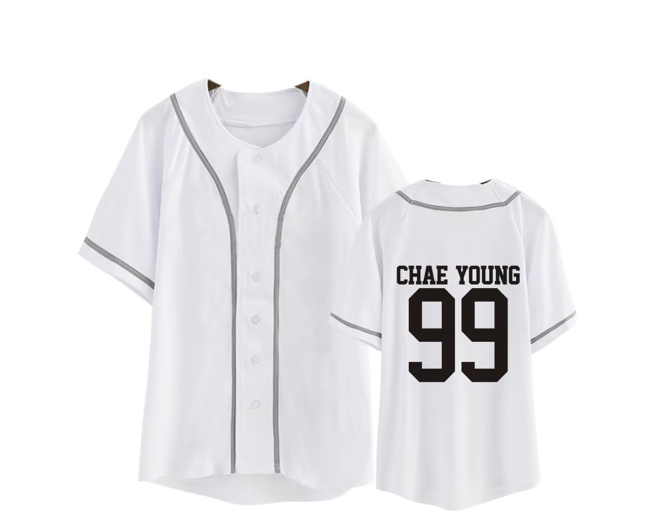 FUJUTANG Baseball Jersey Tzuyu Mina Momo Sana Dahyun Chaeyoung V Neck Hip-Hop T-Shirt