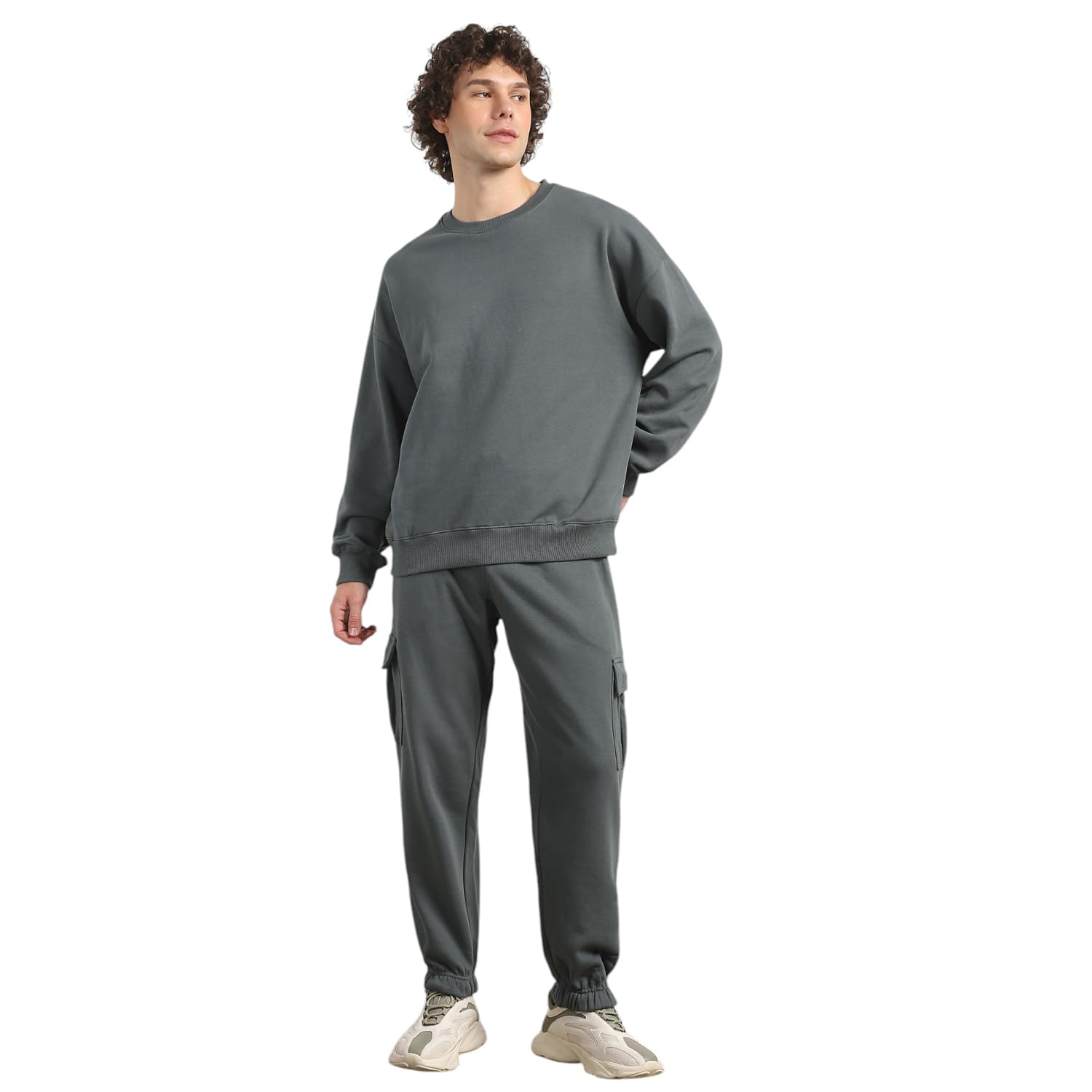 nobero Men Oversized Fit Sweatshirt-Joggers Coord Set(1M-LWCS-R0194-GP2_Graphite_S)-picture-46