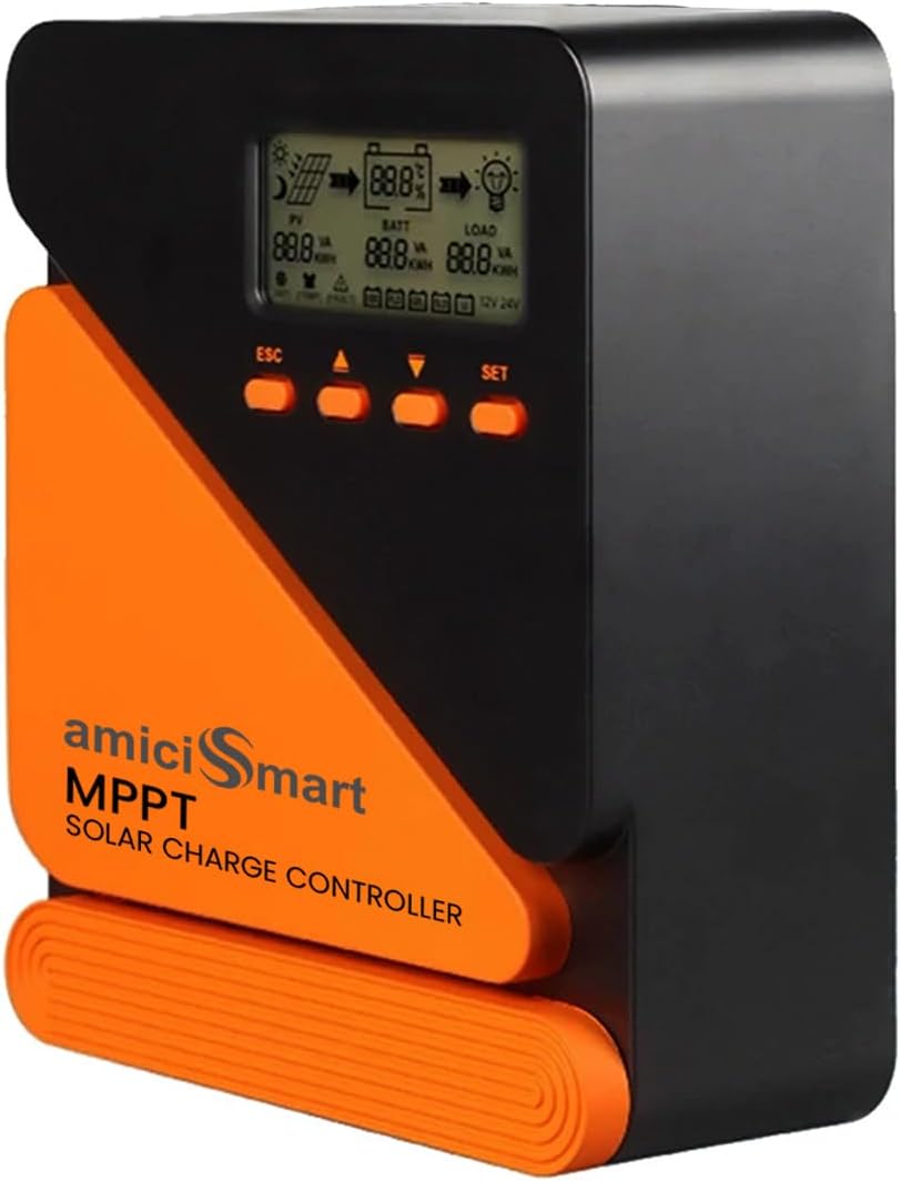 True MPPT Solar Charge Controller, 98% Efficiency Lithium Battery Regulator with 5V/3A USB Port, Max 520W, 12V/24V (20A)