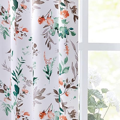 Image of MYSKY HOME Fall Curtains 108 Inch Length for Living Room Darkening Thermal Insulated Panels Floral Curtains Light Blocking Grommet Top Vintage Classical Curtain, W 52 inch, 2 Panels, Orange