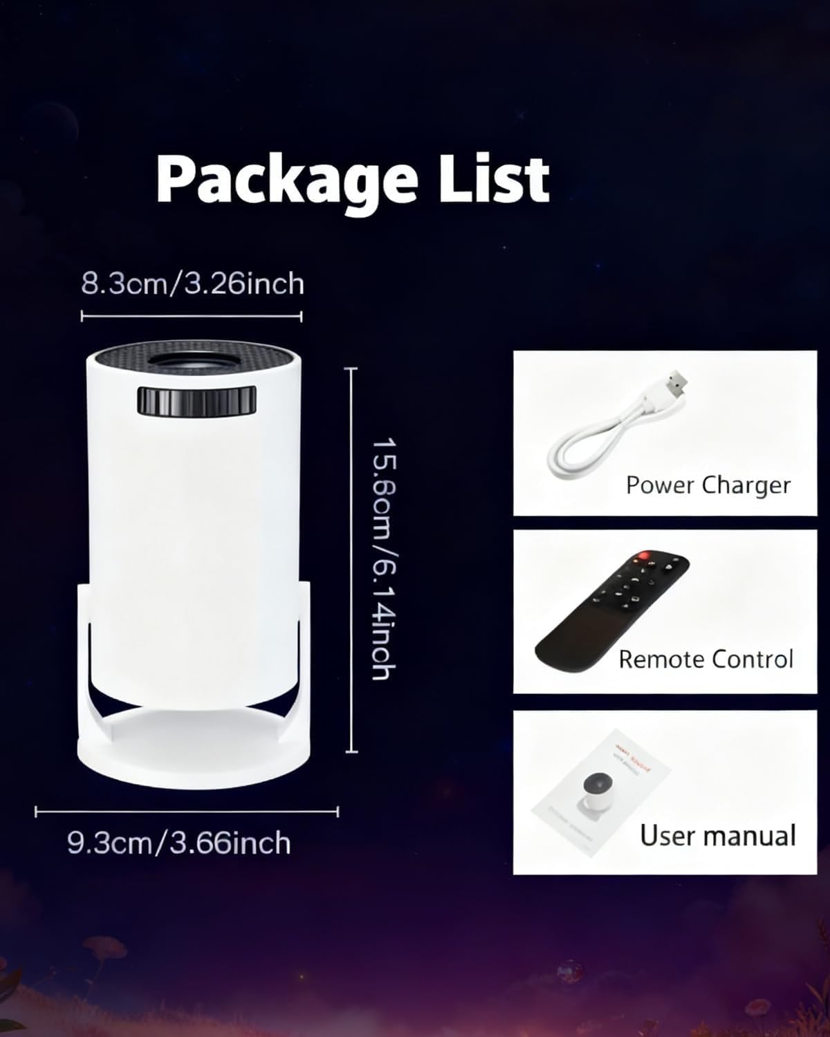 Mini proiettore Intelligente da 210°, proiettore di Film Intelligente 4K, Altoparlante Integrato, WiFi e Bluetooth, Oltre 20 Scene di finestre, for Camera da Letto o Soggiorno