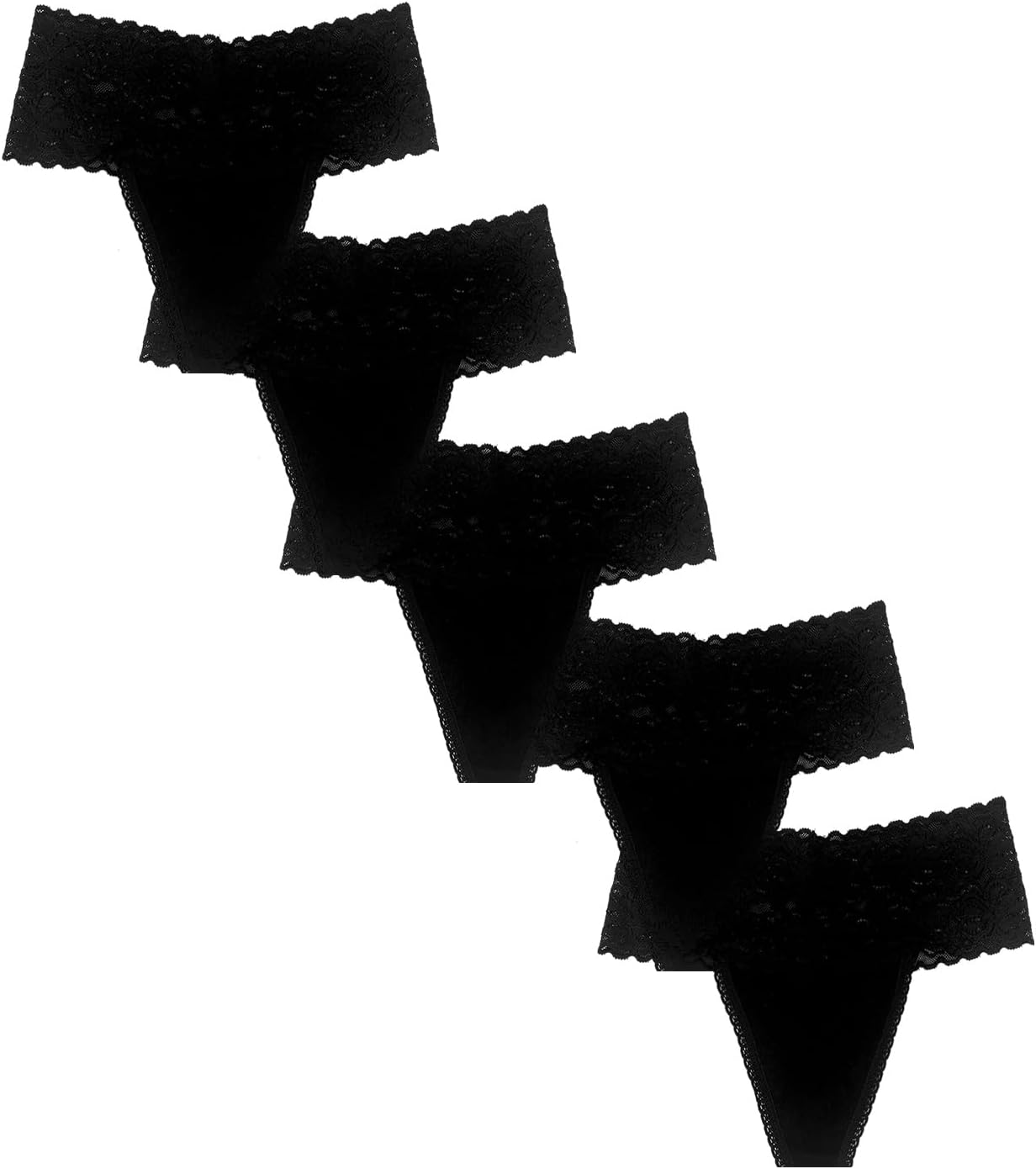 Retro Lace Thongs For Women Plus Size Breathable Seamless Cotton Panties Tummy Control High Waisted Underwear Pack 5 - Image 7