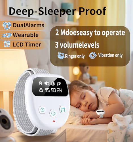 Image of Wireless Bedwetting Alarm for Children and Adults, Bed WettingAlarm for Boys and Girls, Night Potty Training Device, Pee Alarmfor Bedwetting,Bedwetting Alarm for Older Kids (White)