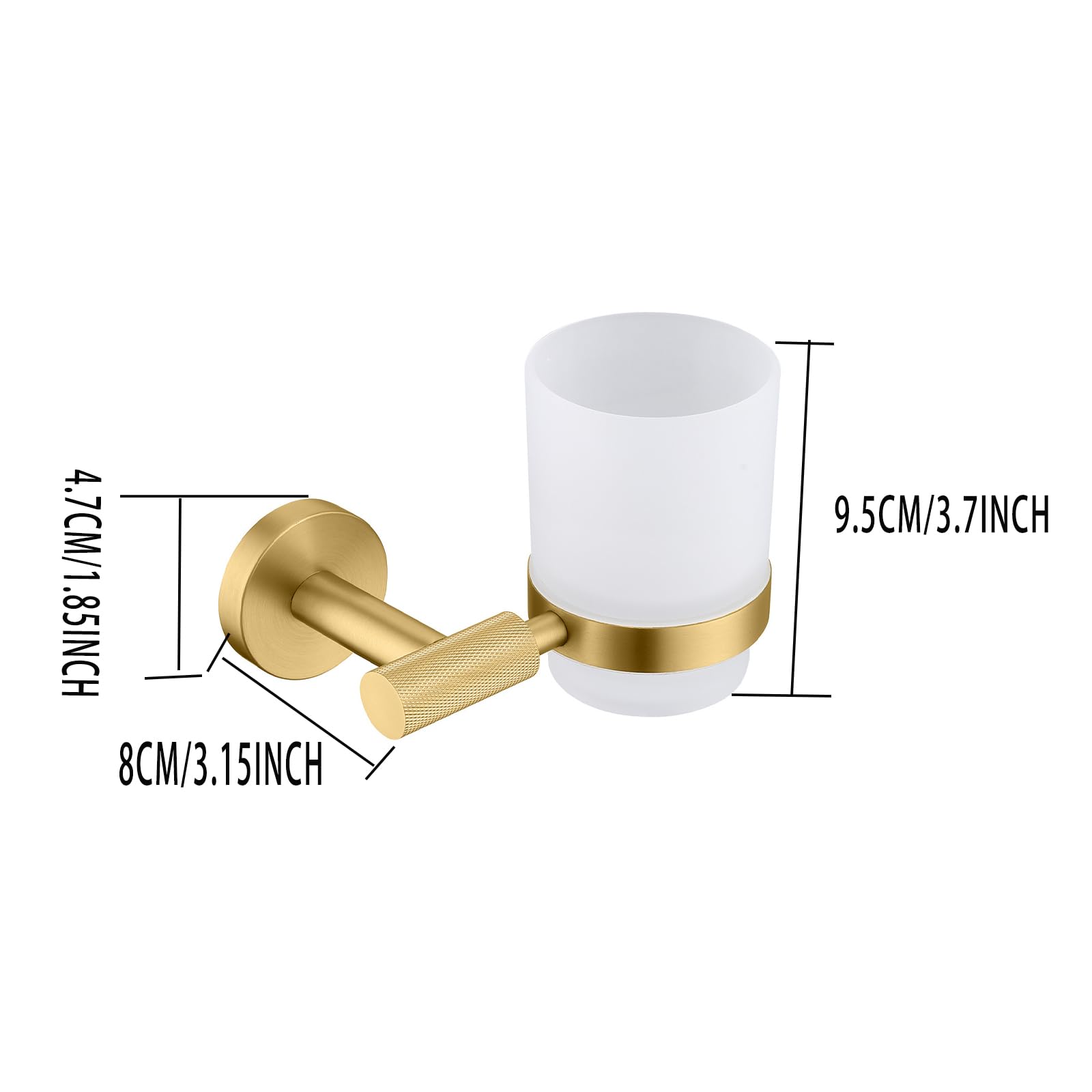 Brushed Gold,Porta Spazzolino da Denti, Porta Spazzolino da Denti con Bicchiere in Vetro Smerigliato per Bagno, Organizer per Dentifricio, Rasoio E Altro Ancora.