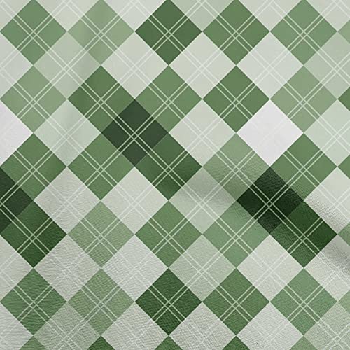 oneOone Viscose Chiffon Forest Green Fabric Check Quilting Supplies Print Sewing Fabric By The Yard 42 Inch Wide