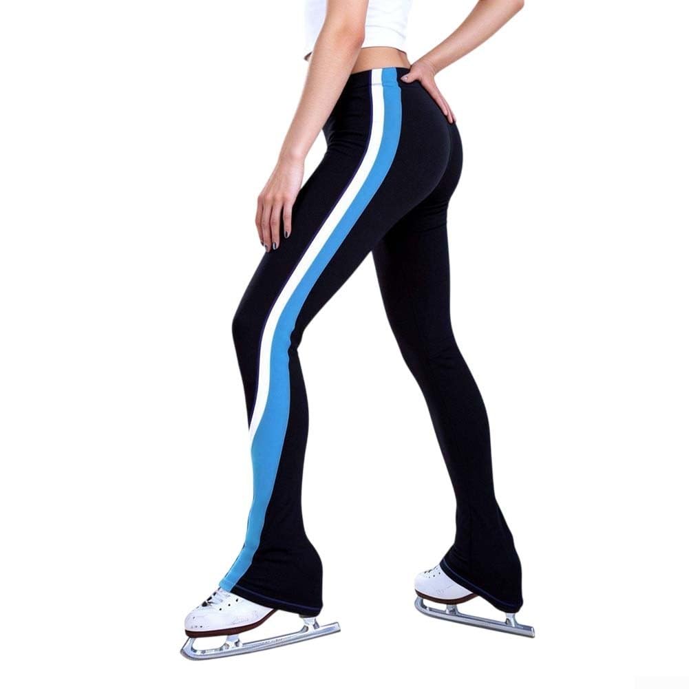 Pantaloni da pattinaggio di figura impermeabili, Pantaloni caldi per pattinaggio a righe, Pantaloni da allenamento elastici da donna, Leggings traspiranti per pattinaggio su ghiaccio, Vita