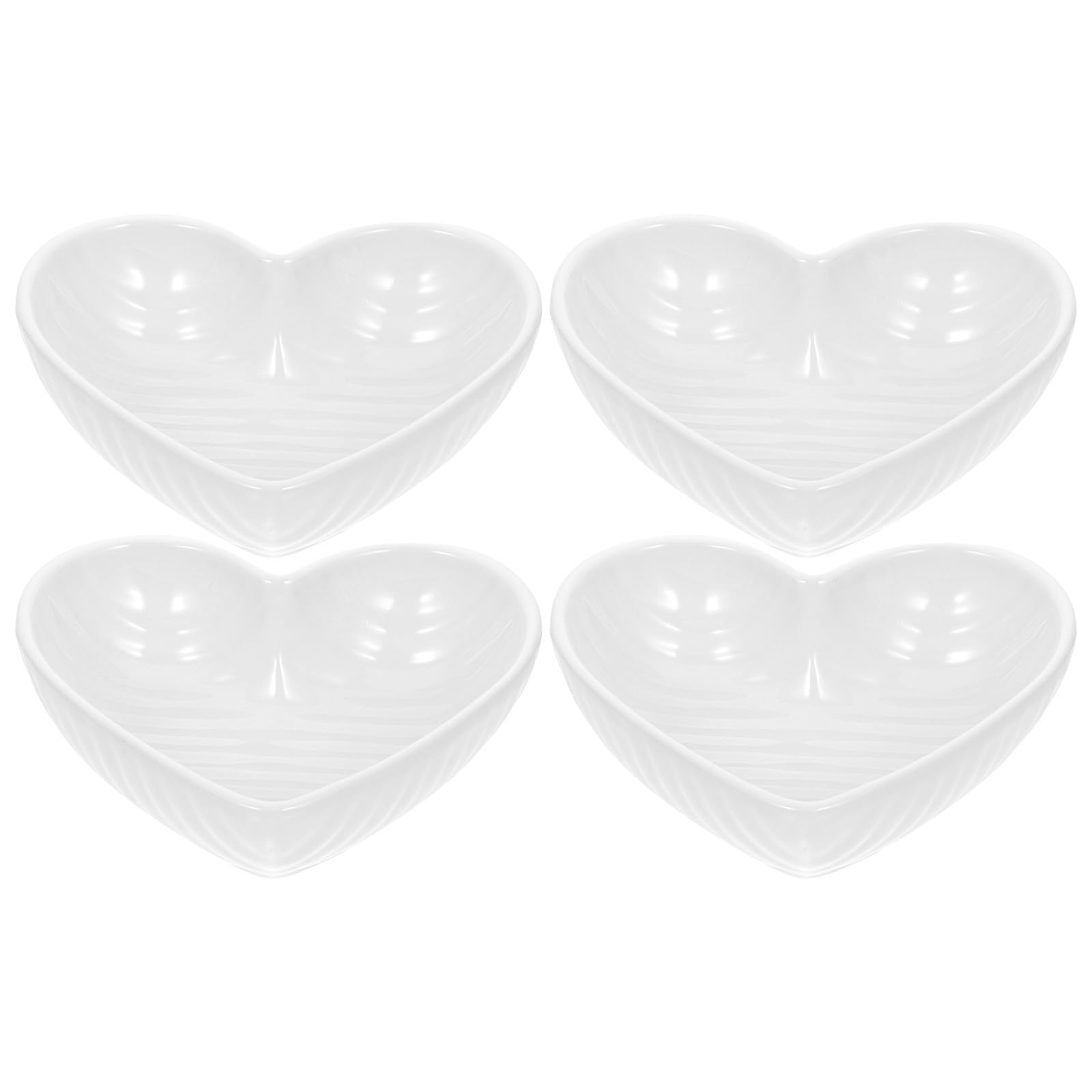 4 Piezas Plato de Aperitivo de Cerámica en Forma de Corazón Blanco