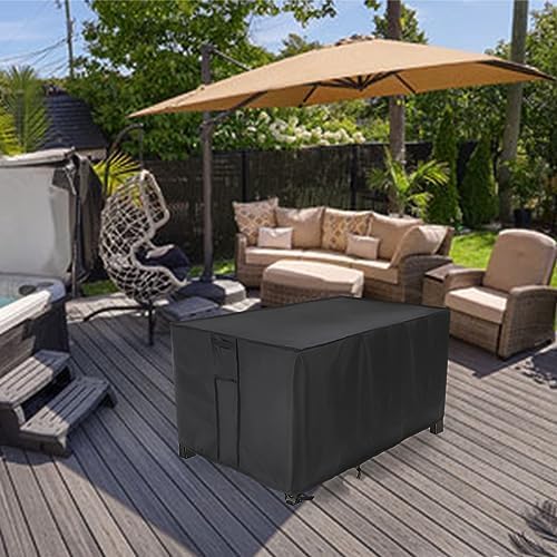 Saking Rectangular Fire Pit Cover, Waterproof Windproof Anti-UV Heavy Duty Cover for Gas Fire Table Furniture - 42 x 24 x 24 inch - Image 8