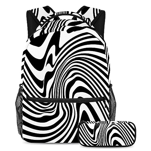 Sac à dos géométrique et trousse assortie pour écoliers et ados