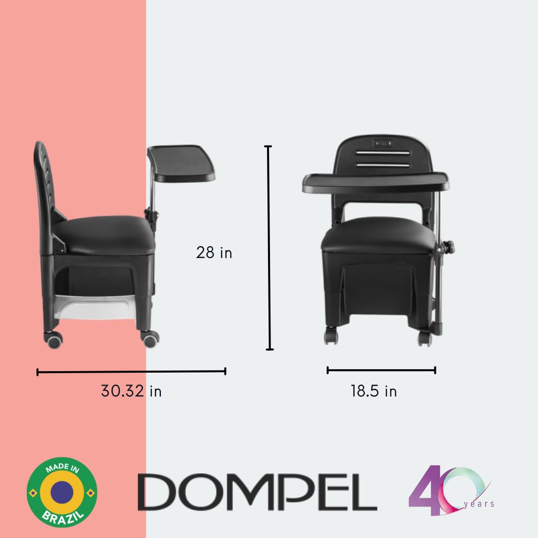 DOMPEL Carrito Silla de Manicura con Ruedas Bari - Mesa/Carro con Cajones - Peluquería, Belleza, SPA - Made IN Brasil - Negro