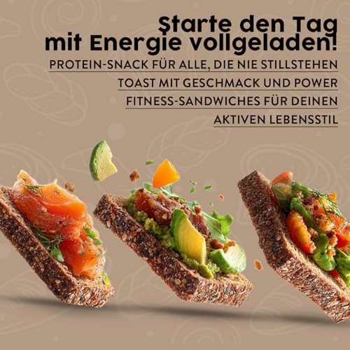 Eiweißbrot (2x4 Scheiben) – Protein Brot 30 % Eiweiß, nur 9 % Kohlenhydrate, 8,5 % Ballaststoffe – Keto Brot – Low Carb Saatenbrot – Mehrkornbrot Ideal für Eiweiß- & Keto-Ernährung