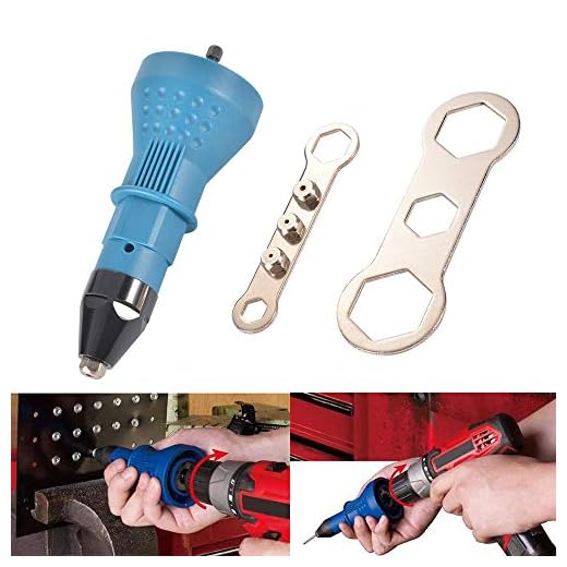 Cabeza del adaptador del taladro del remache de la pistola del remachador Conector de la cabeza del remachador para taladro inalámbrico Tuerca eléctrica Remachadora de remaches - Azul