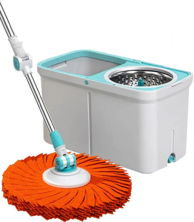 Spin Mop and Bucket with Wringer Set - for Home Kitchen Floor Cleaning - Wet/Dry Usage on Hardwood & Tile - Self Wringing Mop Bucket