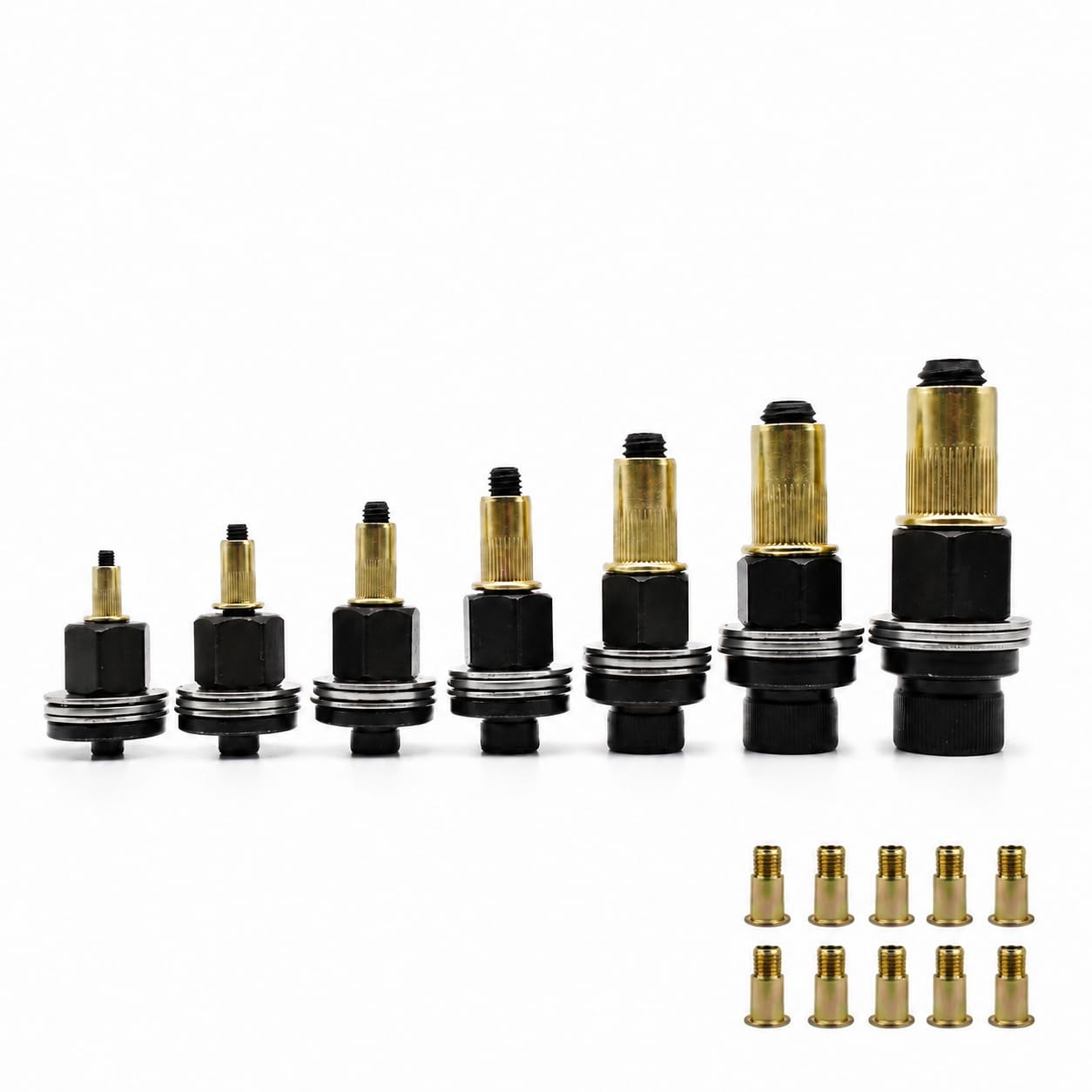 7‑Pcs Drill‑Compatible Rivet Nut Tool Kit,70 Carbon Steel Nuts M3‑M12,Threaded Insert Rivnut Set for Hand & Power Drill