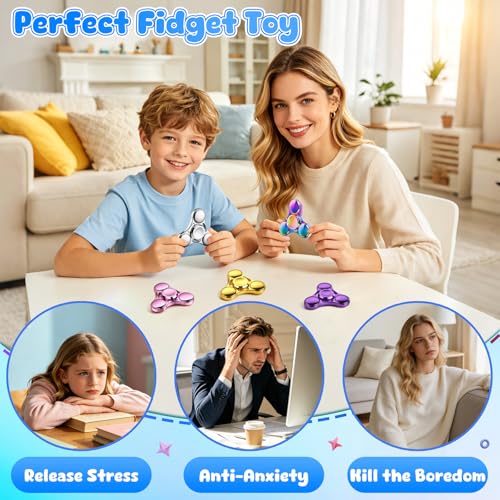 Image of ATESSON Fidget Spinner Toy, Ultra Durable Stainless Steel Bearing High Speed 3-5 Min Precision Brass Metal Finger Spinner, EDC ADHD Stress Relief Anxiety Relieves Reducer for Kids and Adults