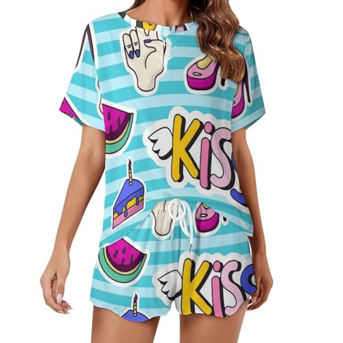 Ensemble de pyjama femme dessin animé idéal pour vos soirées d'été