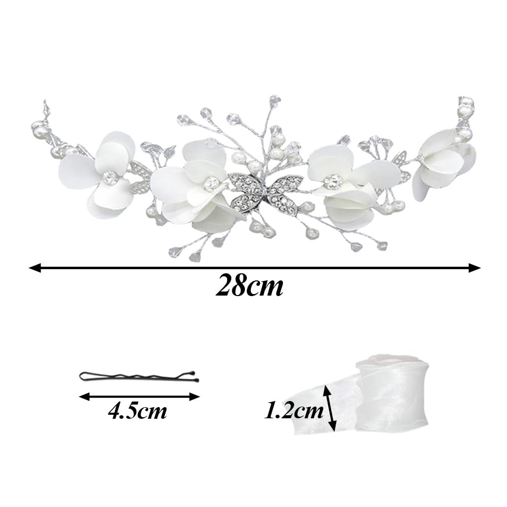 Fascia per Capelli da Comunione con Fiore Bianco Coroncina da Principessa in Cristallo Accessori per Capelli Accessori per Capelli Principessa Cerchietto per Capelli da Sposa
