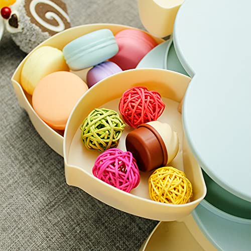 Splenssy Dubbele laag snack box snoepbord bloemblad-vorm roterende snack tray double-deck gedroogde fruitborden… - Image 7