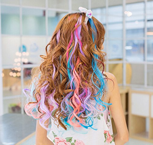 Swacc SWACC78 22 Pcs Colored Party Highlights Clip On In Hair Extensions Multi-Colors Hair Streak Synthetic Hairpieces thumb #6