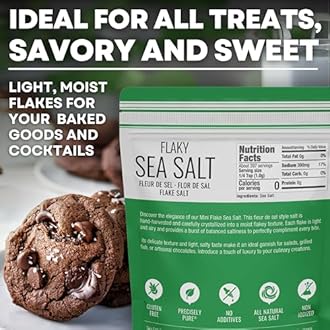 Flaky Hand Harvested Sea Salt Flakes, Baja Fleur de Sel Flake Salt, for Baking and Cooking and Fishing, 7 oz Bag