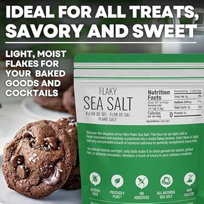 Flaky Hand Harvested Sea Salt Flakes, Baja Fleur de Sel Flake Salt, for Baking and Cooking and Fishing, 7 oz Bag