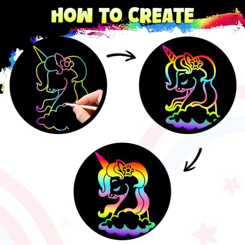 ZMLM 165 Rainbow Scratch Paper Art Crafts Mini Notes Stocking Stuffers for Kids Gifts 4 5 6 7 8 9 10 Years Old Girls Boys Students Teens Classroom Prizes School Supplies Birthday Party Toy Activity image 3