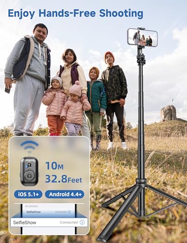 190cm Tripode para Movil, Extensible Trípode Profesional Estable Aluminiocon Palo Selfie Tripode con Control Remoto y Soporte de Teléfono, Trípode Camara Portátil Compatible con iPhone/Samsung/GoPro - imagen 4