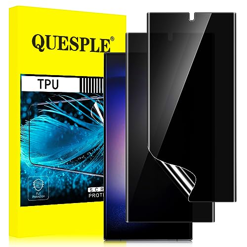 QUESPLE Samsung Galaxy S23 Ultra Privacy Screen Protector [2 Pack] Anti-Spy Support Fingerprint Unlock Samsung S23 Ultra Screen Protector Film Full Coverage Flexible TPU Protector05