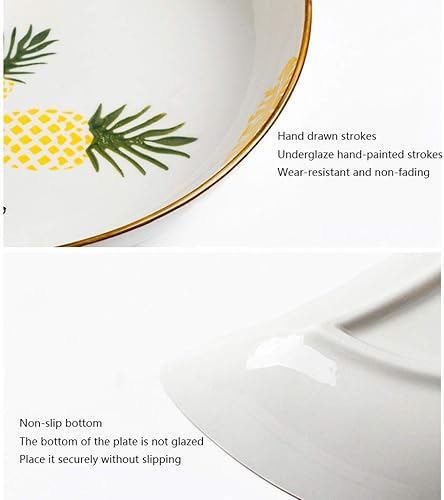 Miniatura 3 de Juego de 5 platos de cerámica en forma de media luna, platos de cocina apilables, aperitivos, cena, plato europeo (color piña)