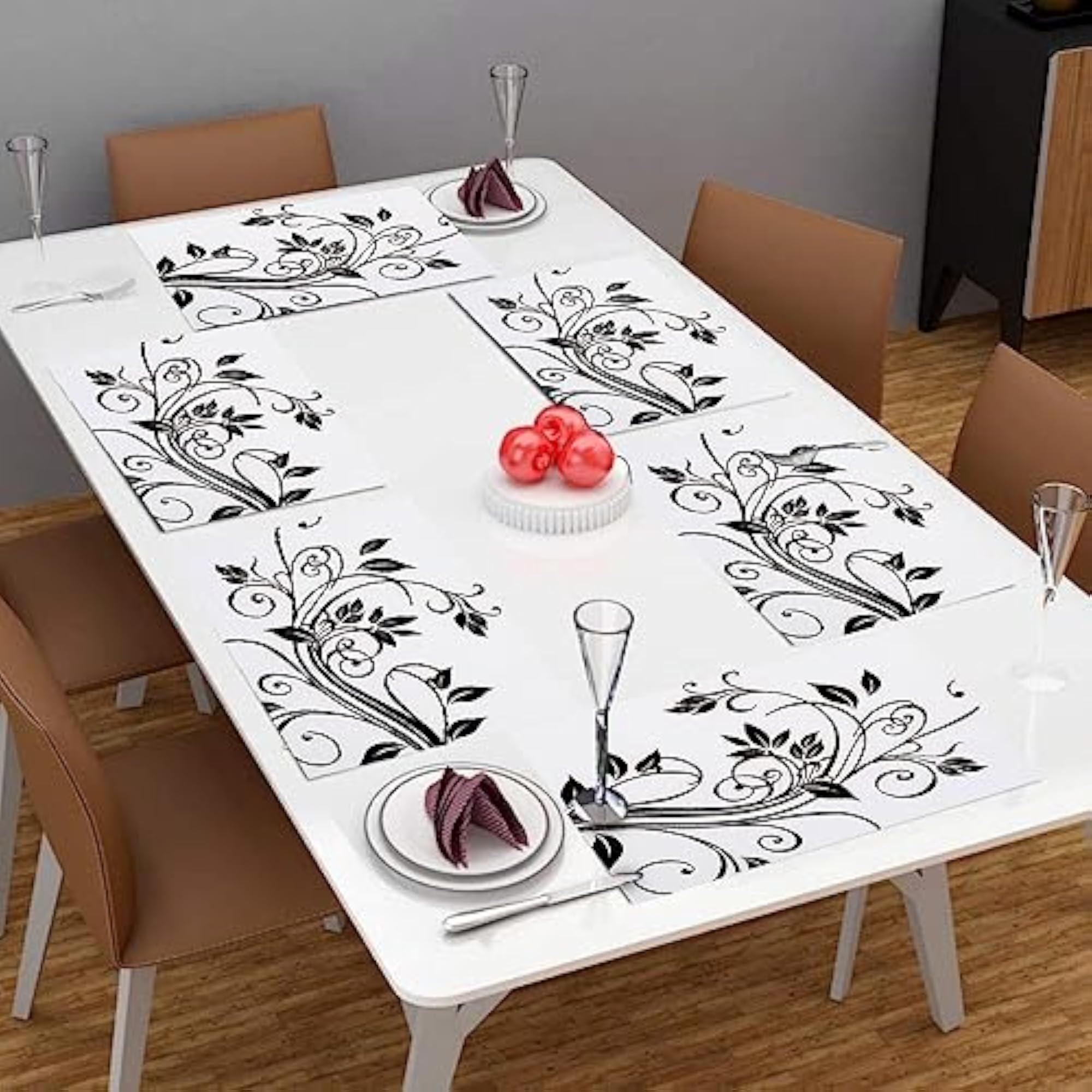 Printed PVC Rectangle Placemats, Geometric Design