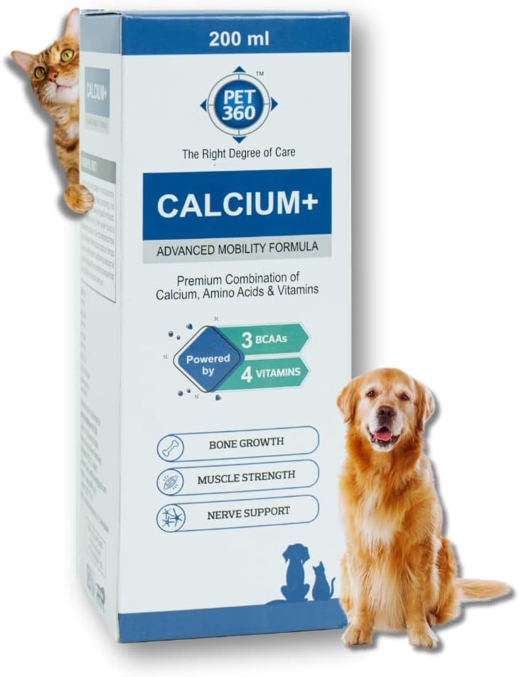 Calcium+ Advanced Mobility Formula with Calcium, Amino Acids & Vitamins for Dogs & Cats - 200 ml | Bone Growth, Muscle Strength & Nerve Support | Nutritional Supplements for Pets