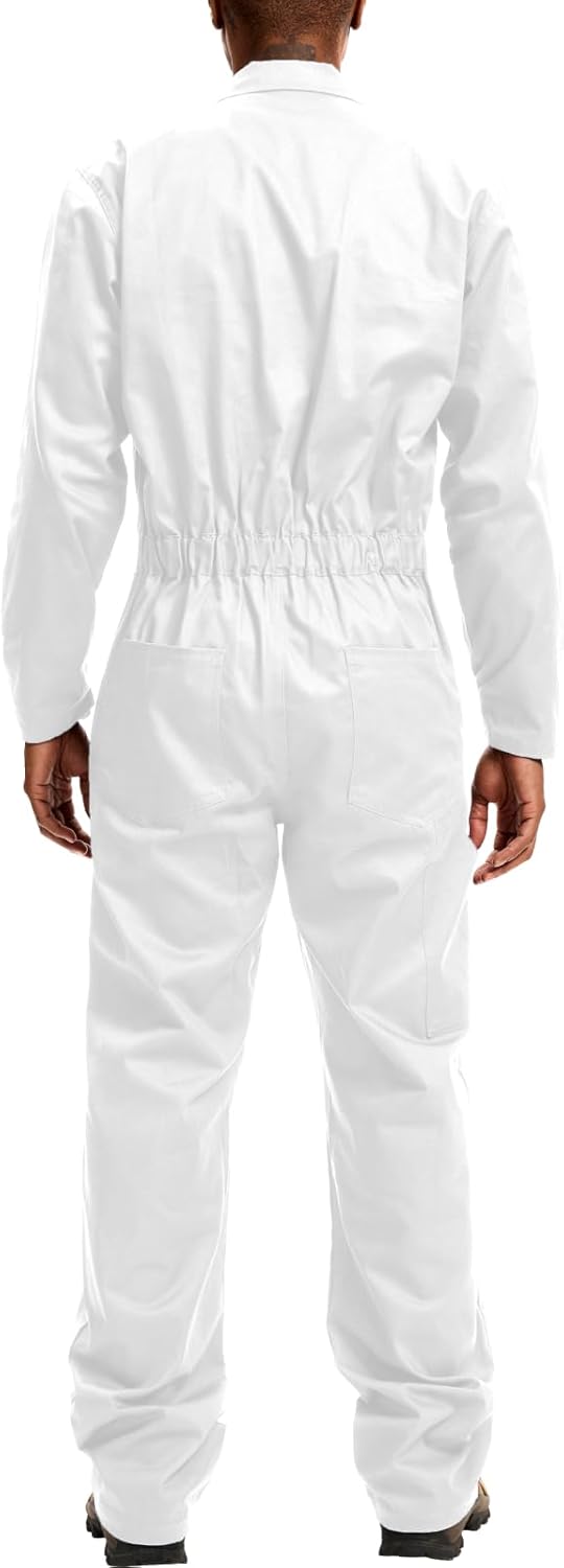 WORK IDEA Men's Coveralls Long Sleeve 100% Cotton Twill Workwear Jumpsuit Relaxed Fit