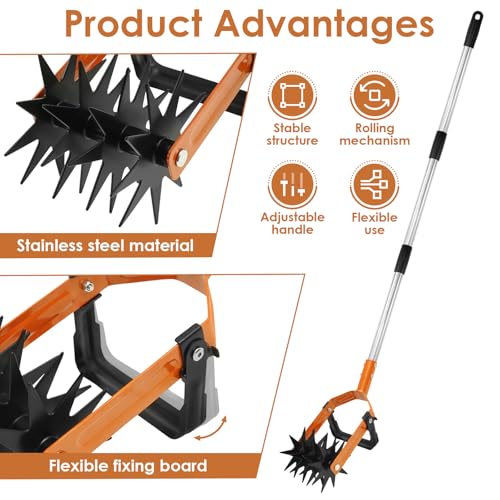 Rotary Cultivator Tiller with Long Stainless Steel Handle Garden Hand Tiller Adjustable Length 2-in-1 Garden Weeder and Crumbler for Soil Mixing 7 Rotary Cultivator Tiller with Long Stainless Steel Handle Garden Hand Tiller Adjustable Length 2-in-1 Garden Weeder and Crumbler for Soil Mixing - Image 7