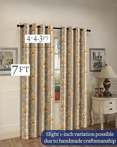 Image of Cloth Fusion Printed 100% Blackout Door Curtains 7 Feet Long Set of 2