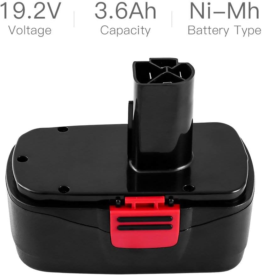 3.6Ah Ni-Mh 19.2V Diehard C3 Battery Compatible with Craftsman 19.2 Volt Battery 11375 11376 130279005 1323903 130211004 130279003 130279017 315.115410 315.11485 315.PP2011 315.PP2010 315.PP2020