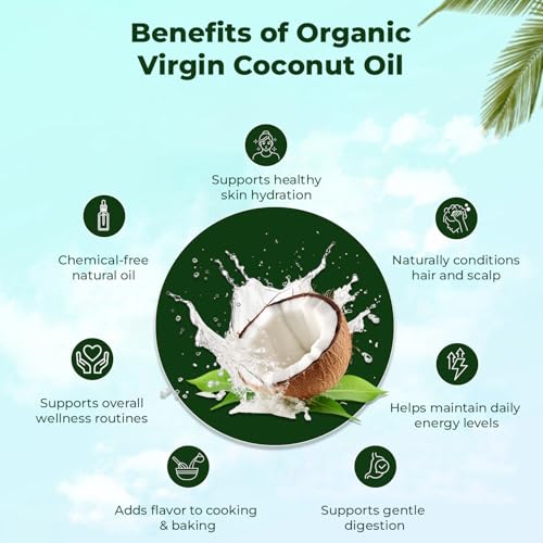 Image of Umanac Organic Virgin Coconut Oil- 500 Ml | Cold Pressed Method | 100% Organic | Unrefined | Fresh Coconut Milk | Natural Cooking Oil | Cococnut Oil For Hair & Skin