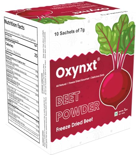 OXYNXT Freeze-Dried Beet Powder Sachets | 10 Single-Serve Packs (70g) | Natural Energy Boost | Non-GMO, Vegan, Gluten-Free | Ready-to-Mix Superfood for Smoothies & Drinks