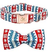 Elegant little tail Dog Collar with Bow - Christmas Snow Dog Collar Bow Boy Girl Dog Bowtie Pet G...