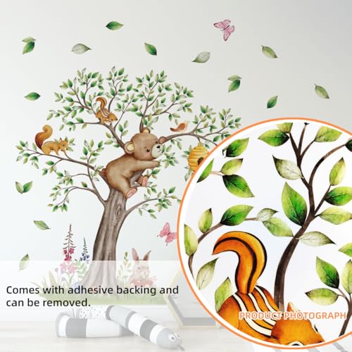 Vinilos Decorativos Bosque con Árbol y Animales 57.48x53.54 pulg miniatura 4
