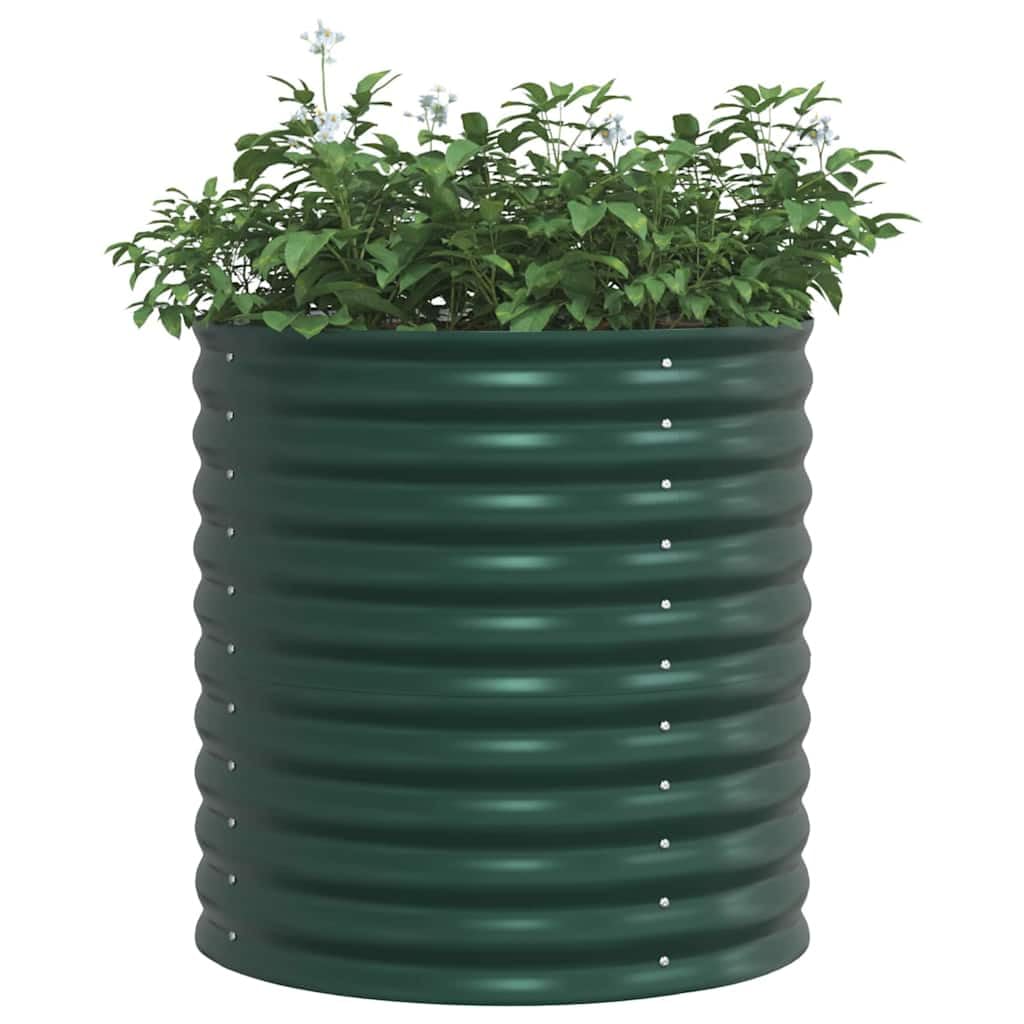 vidaXL Raised Bed Green 80 x 80 x 81 cm Steel, Garden and Terrace, Minimalist Steel Planter, Durable Outdoor Gardening, Contemporary Raised Flower Bed, Plant Container
