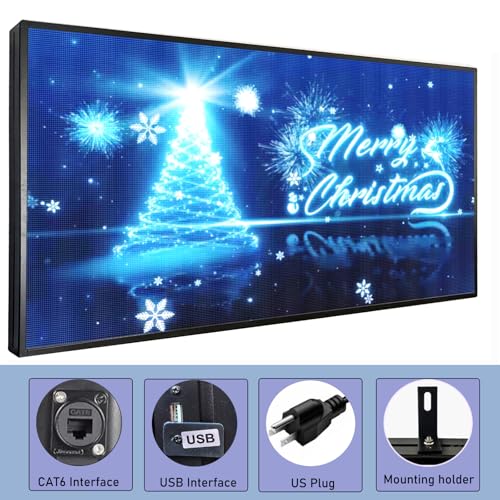 Image of P5 65 inchx34 inch Programmable LED Sign High Brightness LED Scrolling Display Board-IP65 waterproof, 5500+ nits brightness, USB /WiFi control, durable for 24 /7 outdoor advertising