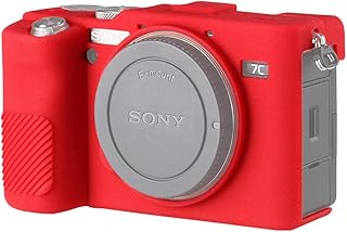 Easy Hood Camera Case for Sony Alpha 7C ILCE-7C A7C Camera, Texture Surface, Anti-Scratch Soft Silicone Rubber Protective Camera Cover Detachable Protector Shell (Red)