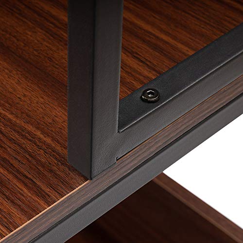 Rhomtree Computer Desk with Hutch and Bookshelf Home Office Desk PC Laptop Workstation Study Writing Table with Metal Frame (Brown)