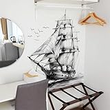 sacinora Sketch Sailboat Seagull Wall Stickers, Travel Adventure Inspirational Wanderlust Sailboat Nautical Wall Decals Removable Vinyl Peel and Stick Teens Nursery Bedroom Art Home Decorations