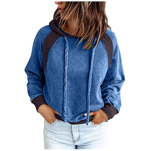 Sweatshirt for Women Casual Solid Color Contrast Splice Long Sleeve Hoodie Tops Hoody Sweater Pullover Shirt Blouse (Blue, XXXL) Sweatshirt for Women Casual Solid Color Contrast Splice Long Sleeve Hoodie Tops Hoody Sweater Pullover Shirt Blouse (Blue, XXXL)