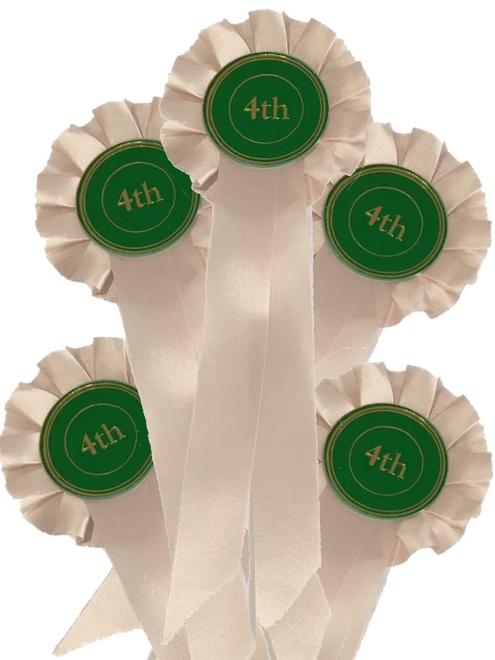 5 X 1 Tier Box pleated Rosette ribbon award prize. Ideal set for shows, events and fundraising (Cream) — image 1