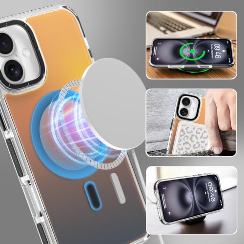 Image of Magnetic Case for iPhone 16 Plus [Compatible with Magsafe] [Cute Fashion Fluorescent Design] [1 Screen Protector] Slim Translucent Matte Case for iPhone 16 Plus 6.7 inch 2024, Black